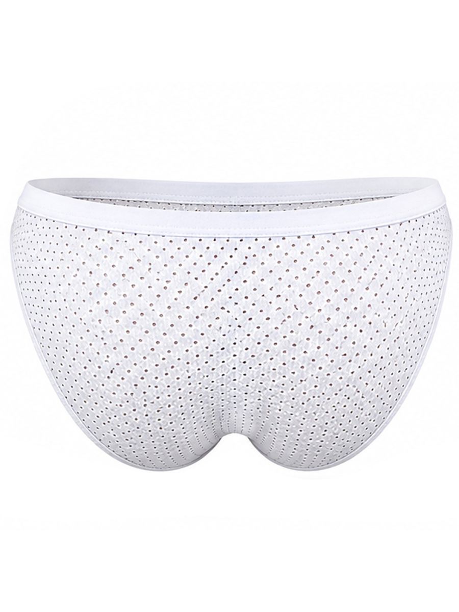 Clever Moda white mesh men's Ulises briefs with a patterned texture and solid white waistband.