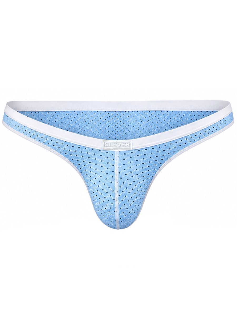 Light blue mesh briefs with white trim and waistband featuring the Clever logo.