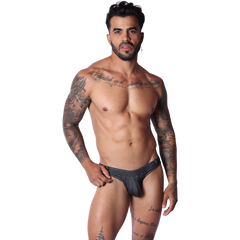 Denim Black Thong on model by Gigo Underwear