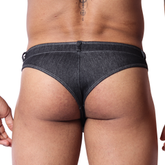Denim Black Thong back view by Gigo Underwear