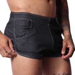 Denim Black Hot Shorts front view by Gigo Underwear