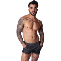 Denim Black Hot Shorts on model by Gigo Underwear