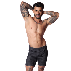 Denim Black Shorts on model by Gigo Underwear