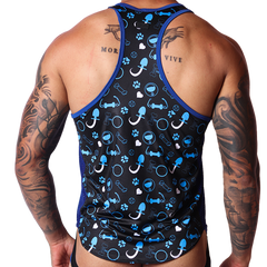 Dog Blue Tank back view by Gigo Underwear