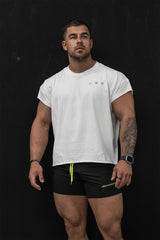 Jed North Oversized Raw-Cut Cropped T-Shirt für Herren – Weiß