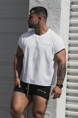 Jed North Oversized Raw-Cut Cropped T-Shirt für Herren – Weiß