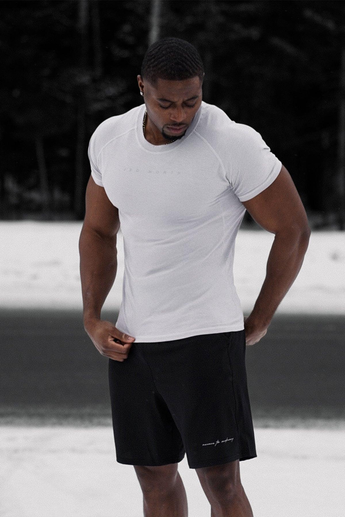 Jed North Herren Agile Kurzarm-Trainingsshirt - Hellgrau