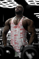 Jed North Herren Classic Bodybuilding Racerback Stringer - Rot Tie-Dye