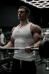 Débardeur de musculation côtelé pour homme Jed North - Blanc
