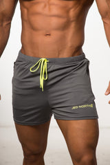 Jed North Men's Agile Bodybuilding 4'' Shorts w Zipper Pockets - Gray