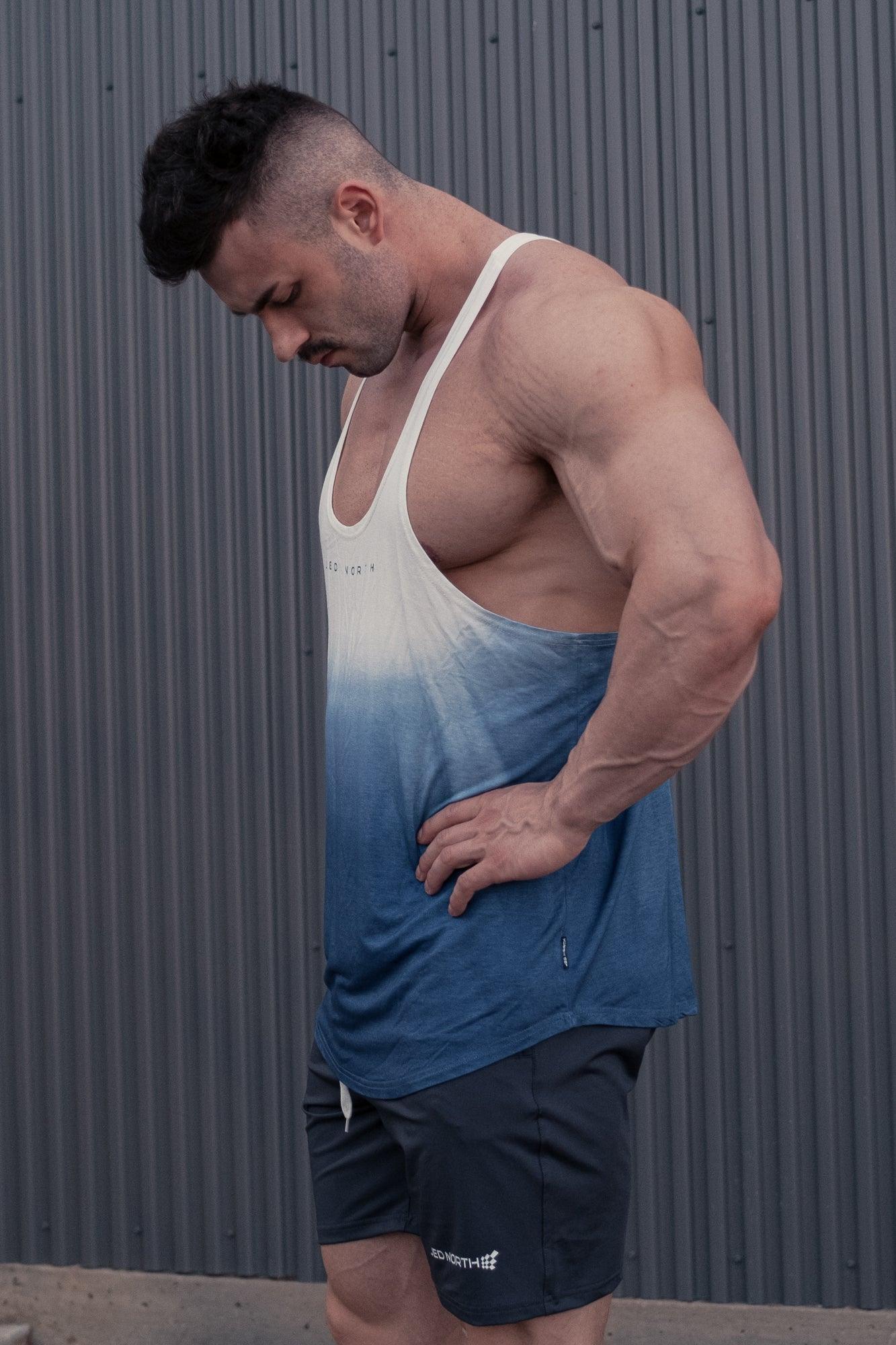 Jed North Herren Classic Bodybuilding Racerback Stringer - Ombre Blau