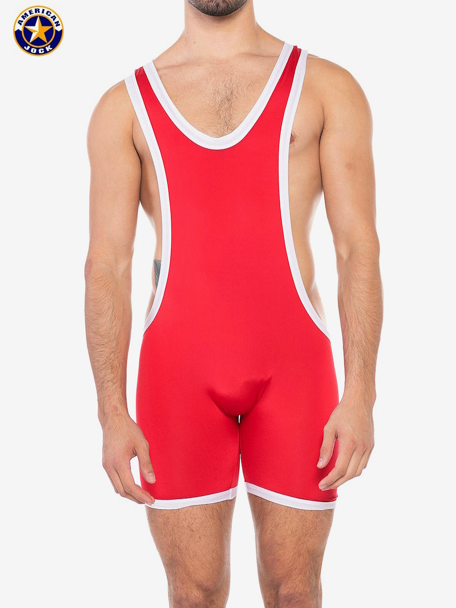 AMERICAN JOCK 8406 Herren Sport-Freestyle-Singlet - Bänderrot