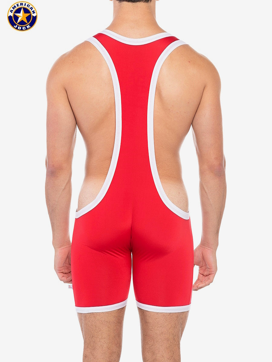 AMERICAN JOCK 8406 Herren Sport-Freestyle-Singlet - Bänderrot