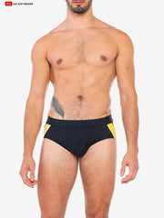 Go Softwear 4579 Men's Folsom Swim Brief - Black/Yellow