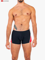 Go Softwear 4562 Men's Folsom Sq-Cut Swimsuit - Black/Red