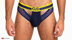 Go Softwear 6435 Men's Sheer Mesh Scoop Thong - Navy
