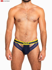 Go Softwear 6435 Men's Sheer Mesh Scoop Thong - Navy