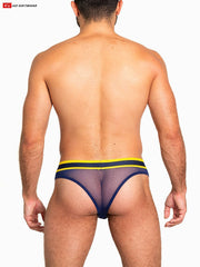 Go Softwear 6435 Men's Sheer Mesh Scoop Thong - Navy