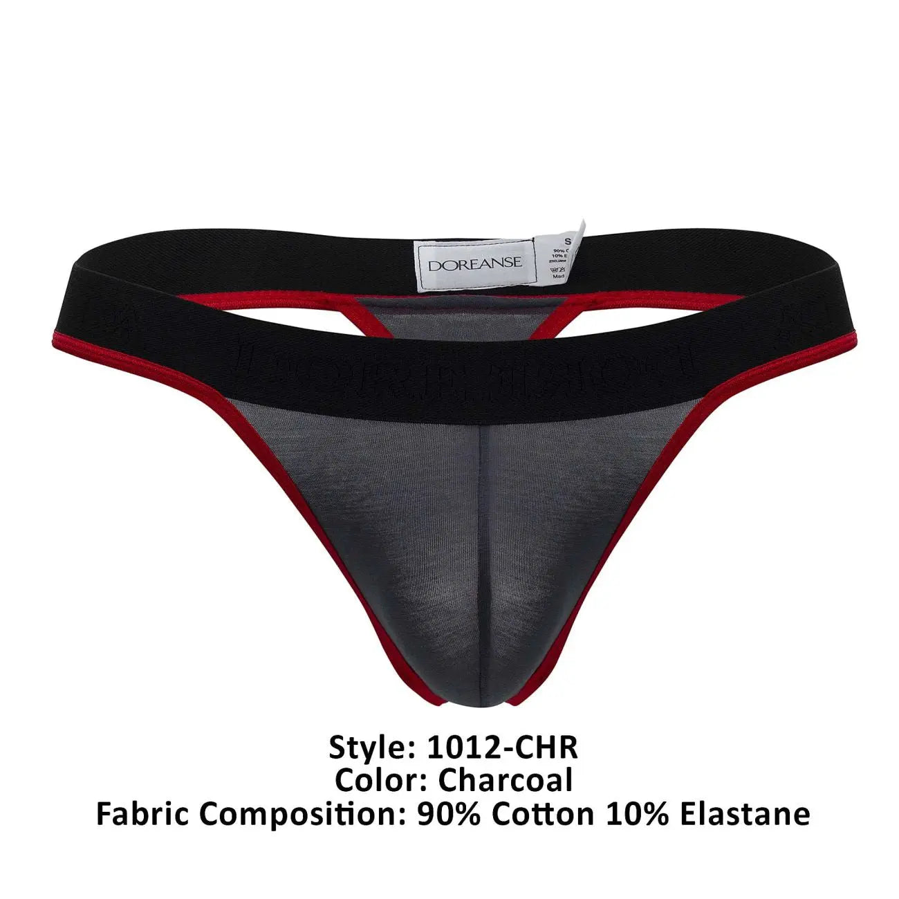 Doreanse Sous-vêtement Homme 1012-CHR String Bordure Couleur Charbon
