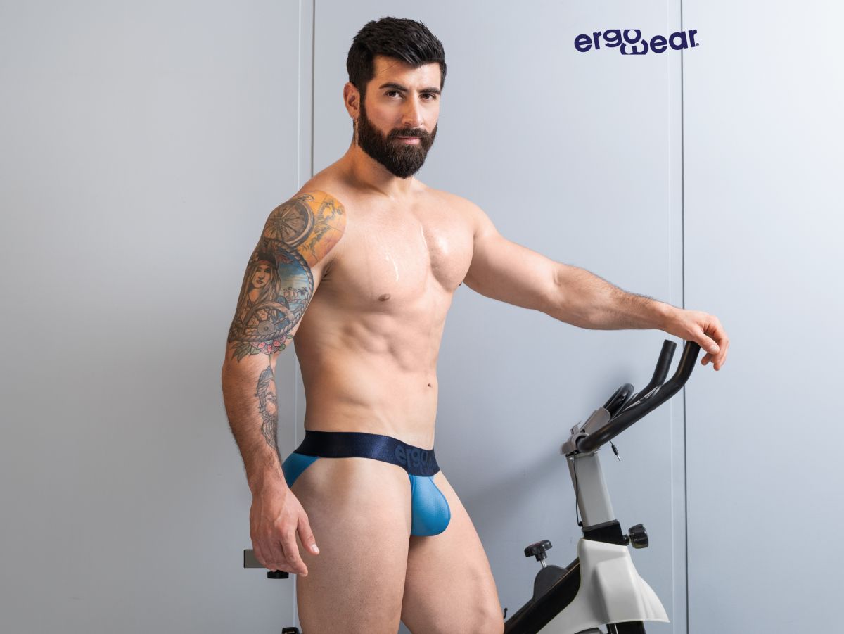 ErgoWear ew1821 max bold se bikini athletic briefs in river blue with black ergonomic form-fitting design