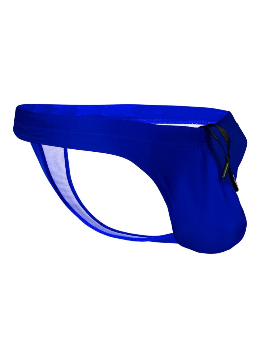 Royal blue mesh ergo wear ew1834 x4d sw swim thongs with solid waistband and side ties in skydiver color