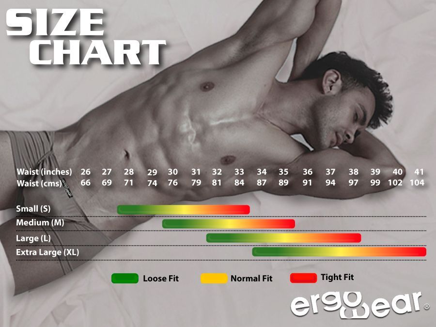 Size chart for ergowear ew1834 x4d sw swim thongs in skydiver color showing measurements and fit indicators from s to xl