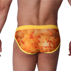 Floral Yellow Swim Brief back view by Gigo Underwear