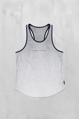 Jed North Men's Fast-Dry Bodybuilding Workout Stringer - Dusted White w/ Navy