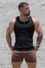 Jed North Herren Rippstrick-Muskelshirt - Schwarz