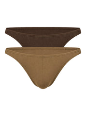 FIZX Herren Sleekline Viskose-String mit Plus-Beutel, 2er-Pack (Khaki & Braun)