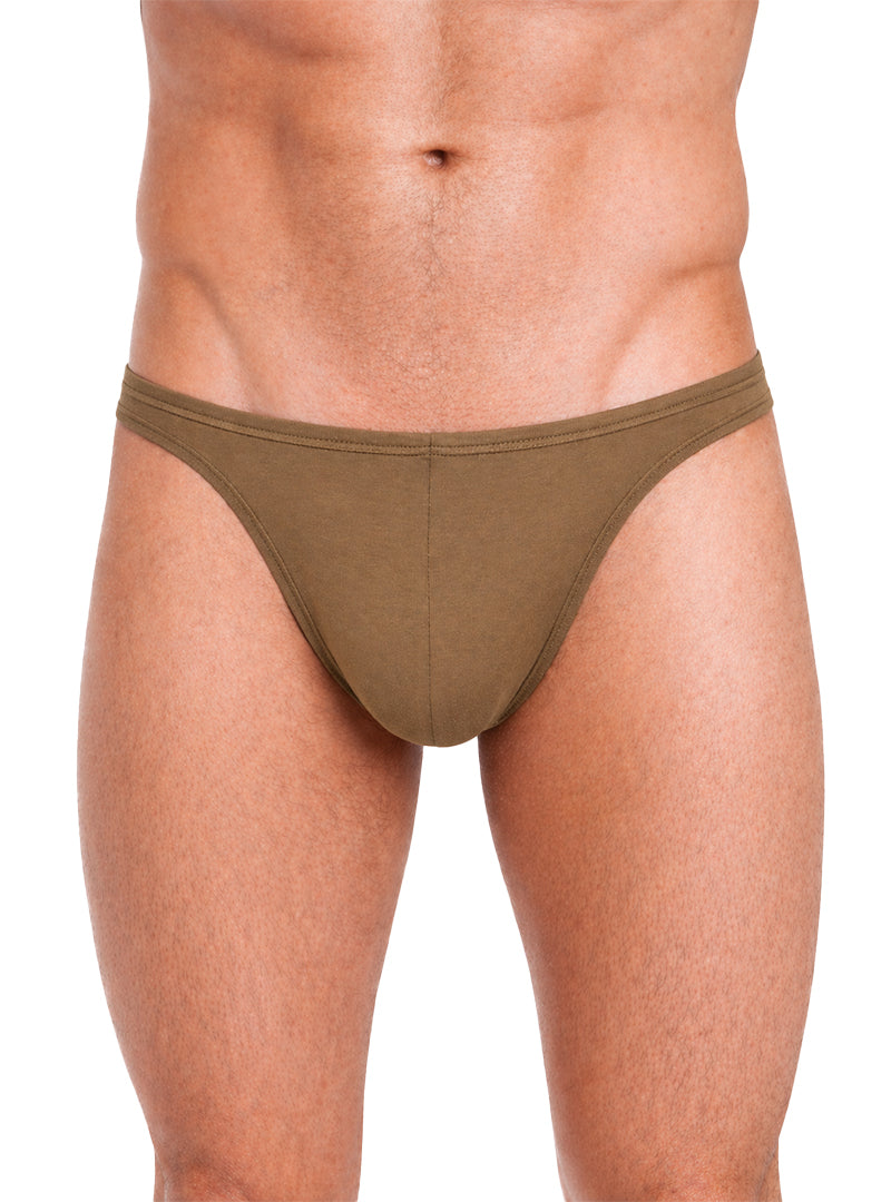 FIZX Herren Sleekline Viskose-String mit Plus-Beutel, 2er-Pack (Khaki & Braun)