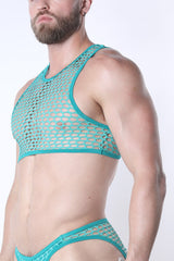 CellBlock 13 Vaux Galaxy Mesh Cropped Tank - Turquoise
