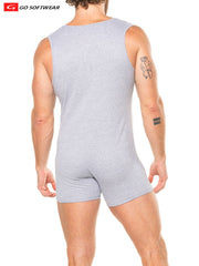 Go Softwear 4893 Men's Lumber Jack Sleeveless Onesy - Heather Grey