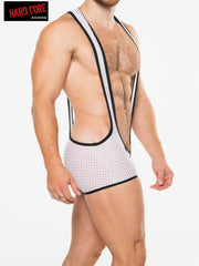 Hard Core 3537 Men's Peep Scoop Singlet White