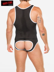 Hard Core 3538 Men's Peep Backless Singlet - Black
