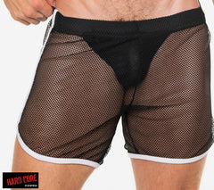 Hard Core 3539 Men's  Hard Core Peep Short with Built-In Jockstrap - Black