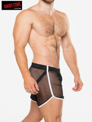 Hard Core 3539 Men's  Hard Core Peep Short with Built-In Jockstrap - Black
