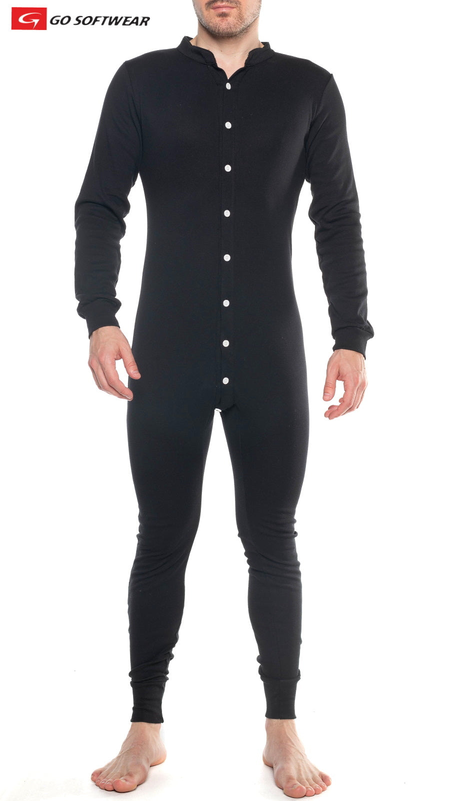 Go Softwear 4706 Men's Lumber Jack Open Back Union Suit - Black
