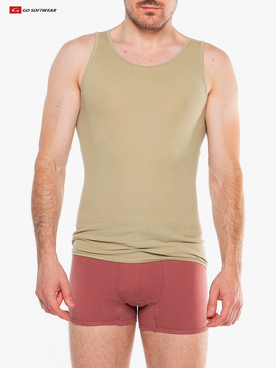 Go Softwear 4855 Men's Zion Rib Tank Top - Sage Leaf