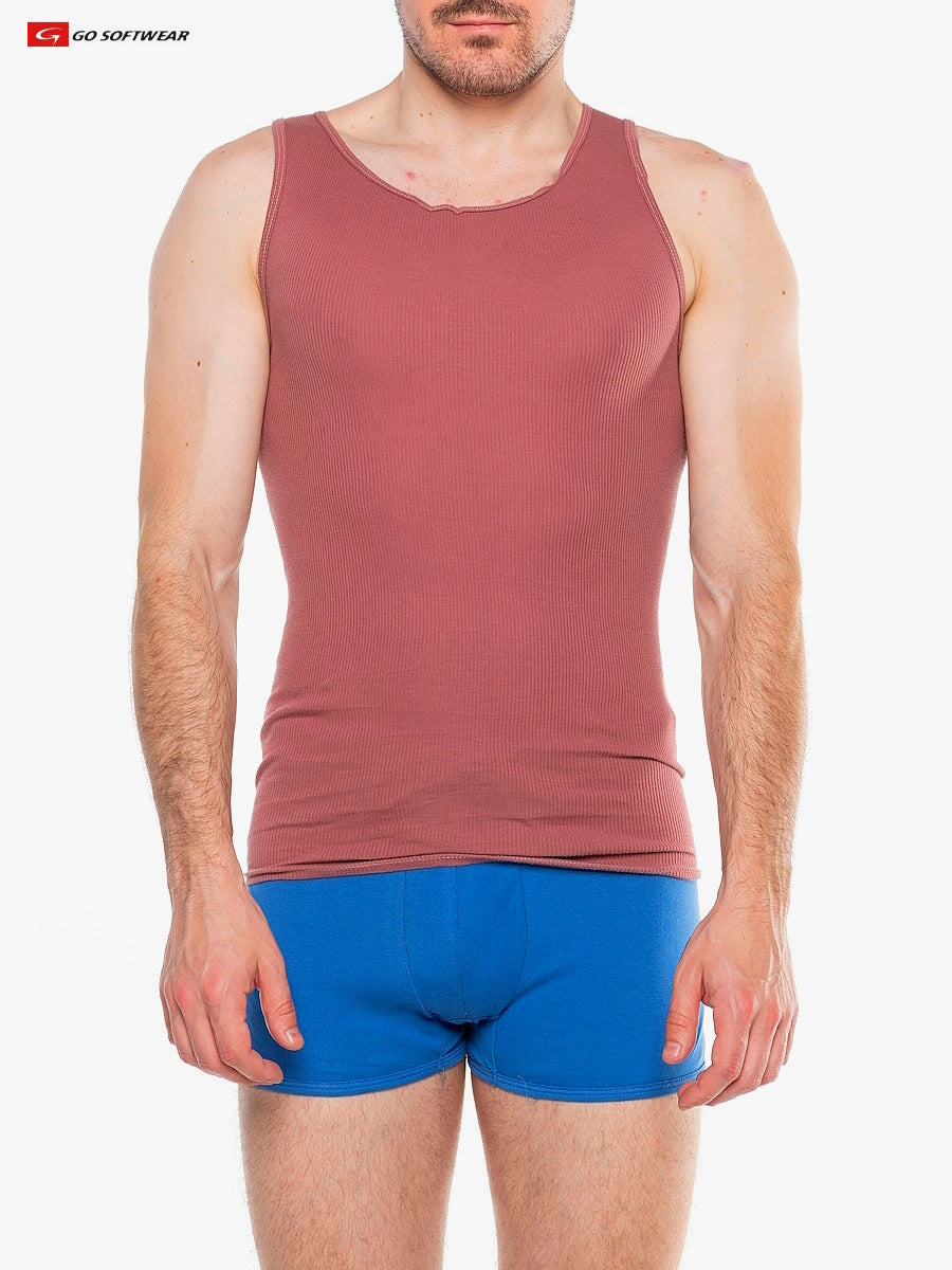 Go Softwear 4855 Men's Zion Rib Tank Top - Red Clay