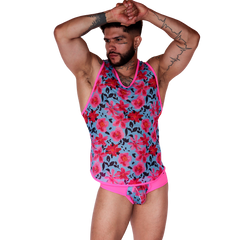 Garden Fuchsia Tank on model by Gigo Underwear