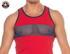 AMERICAN JOCK 8210 Men's Phys Ed Track Tank Top - Red