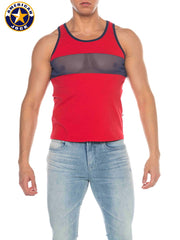 AMERICAN JOCK 8210 Men's Phys Ed Track Tank Top - Red