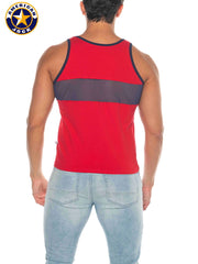 AMERICAN JOCK 8210 Men's Phys Ed Track Tank Top - Red