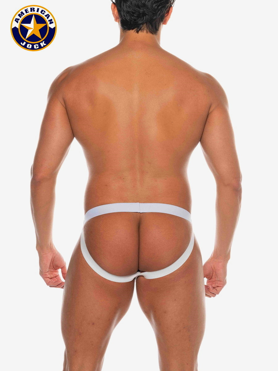 AMERICAN JOCK 8598 Men's Basics Suspensory Jockstrap - White/Black