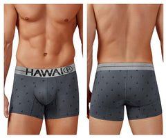 Gray cotton blend boxer briefs with subtle black anchor pattern and white hawaii waistband trunks model 42521