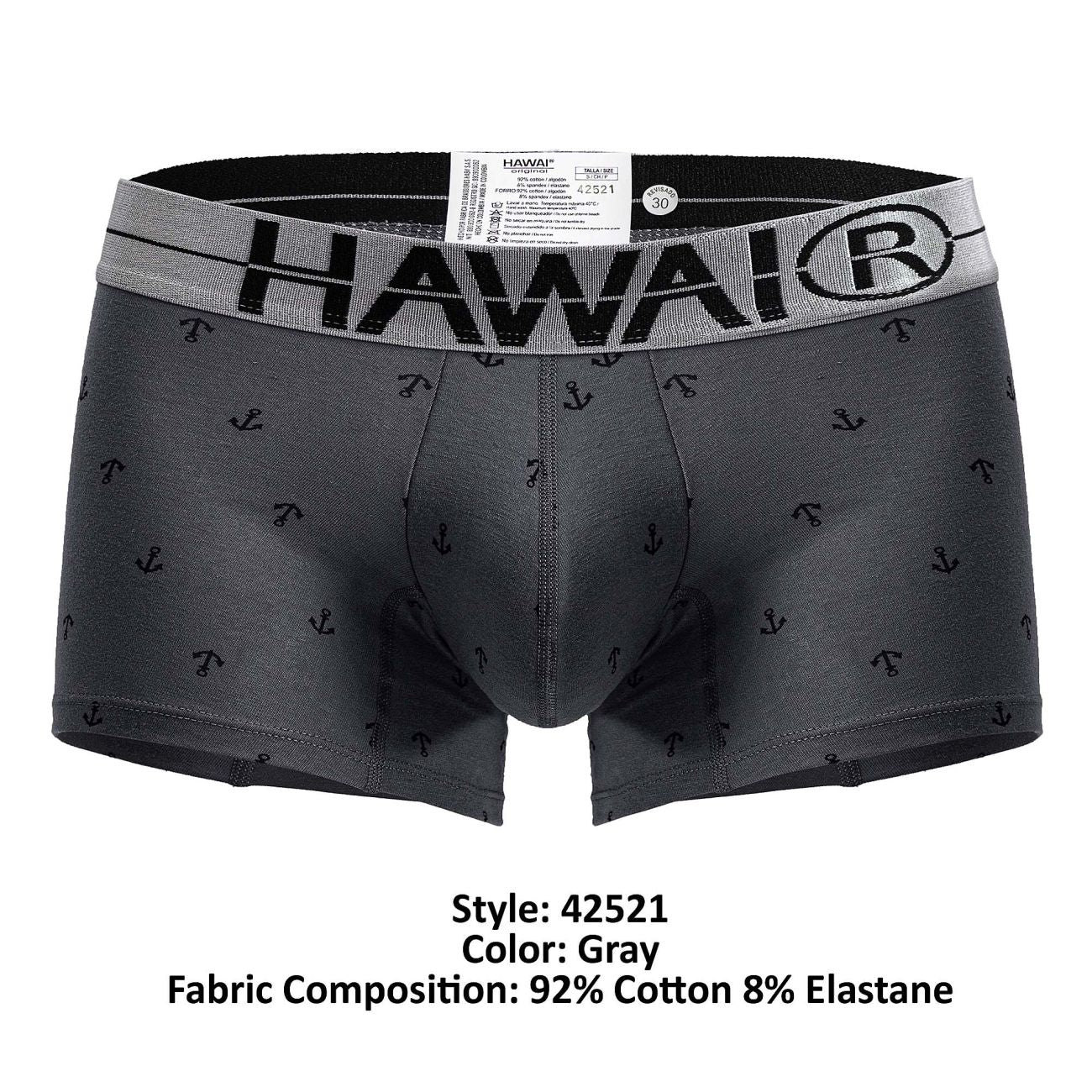 HAWAI 42521 Short de bain en mélange de coton, couleur grise