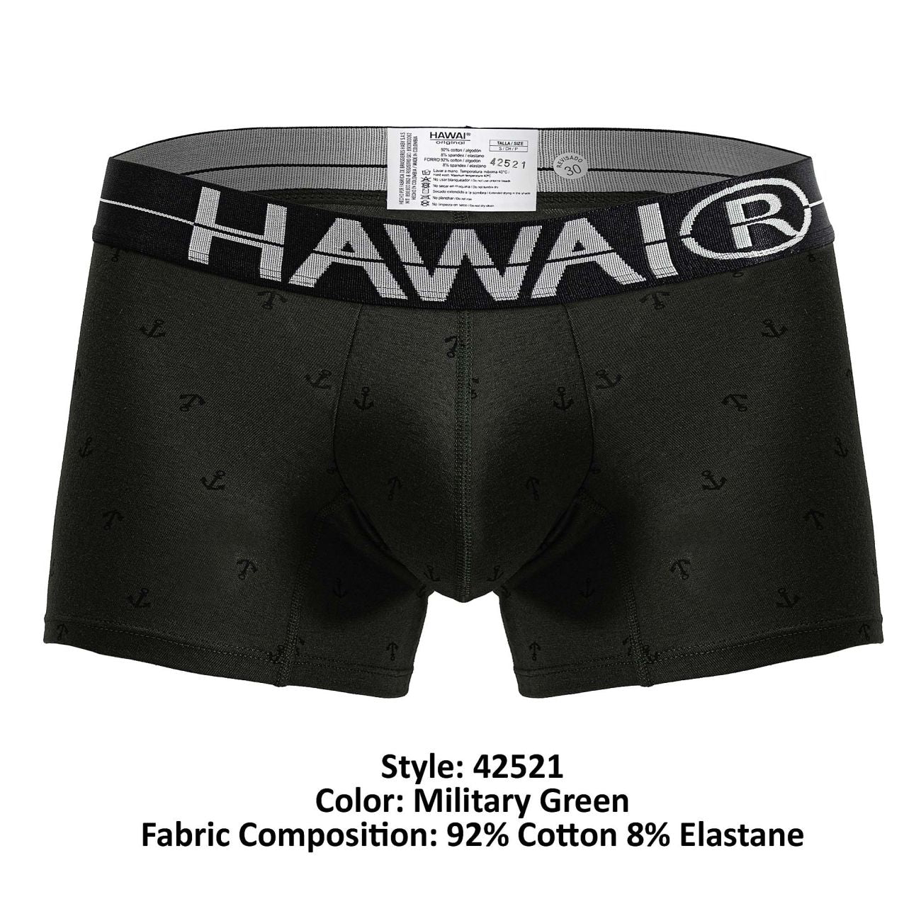 HAWAI 42521 Short de bain en mélange de coton, couleur vert militaire