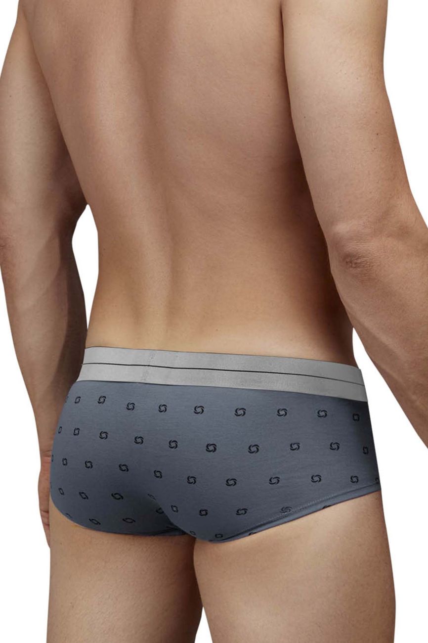 Gray men’s cotton blend briefs with subtle black geometric pattern and light gray waistband hawai 42531