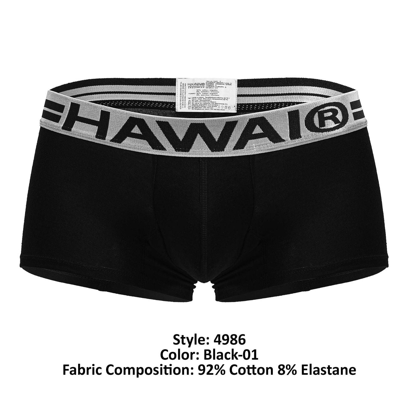 HAWAI 4986 Short de bain en mélange de coton, couleur noir-01